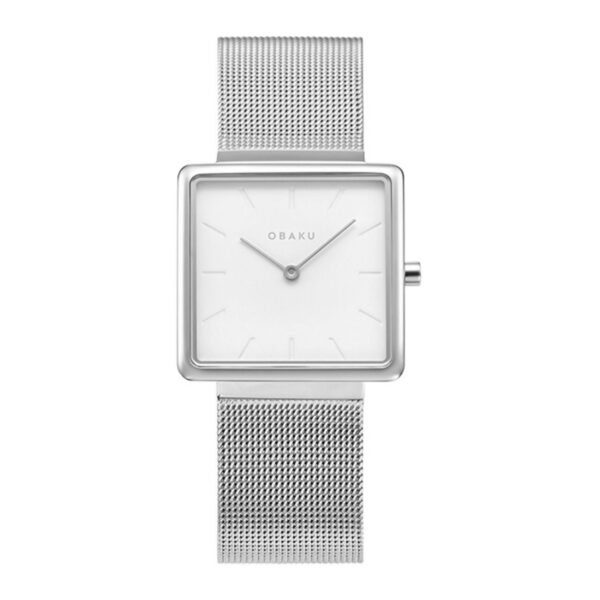 Obaku White Square Dial With Silver Bracelet Analog Watch