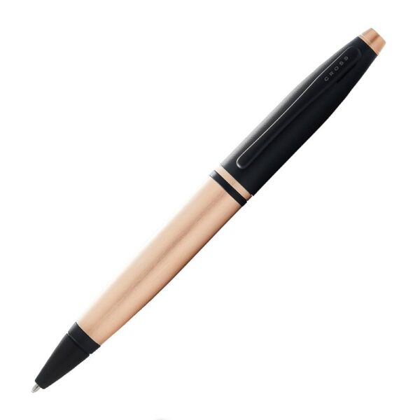 Cross Calais Brushed Rose Gold And Black Lacquer Ballpoint Pen