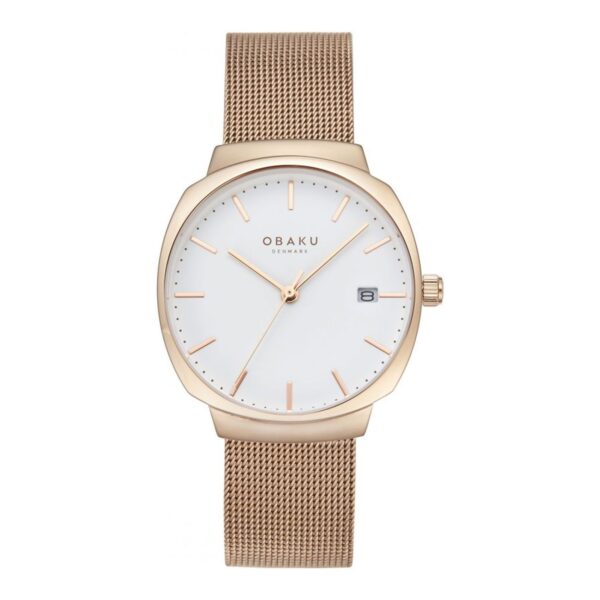 Obaku Women's White Round Dial With Rose Gold Bracelet Analog Watch